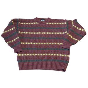 Vintage Woods & Gray Sweater M Extra Large Multicolor Knit Grandpa‎ Cosby 90s